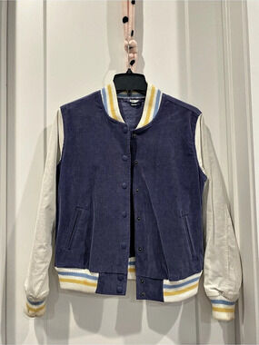 Aerie Varsity Jacket in Blue & White Size XS Like New